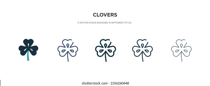 clovers icon in different style vector illustration. two colored and black clovers vector icons designed in filled, outline, line and stroke style can be used for web, mobile, ui