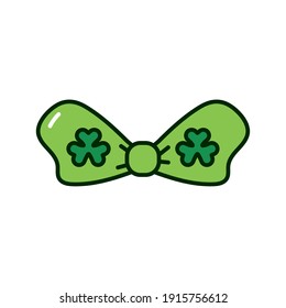 clovers leafs in bowtie st patricks day flat icons vector illustration design