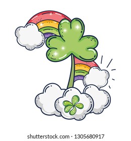 clovers leafs with rainbow saint patrick celebration