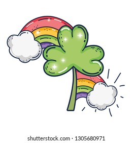 clovers leafs with rainbow saint patrick celebration