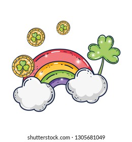 clovers leafs with rainbow saint patrick celebration
