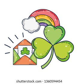 clovers leafs with rainbow saint patrick celebration