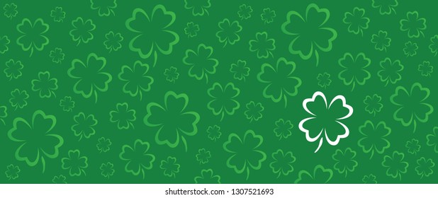 Clovers leave, flower. Four leaf clover leaves. Love lucky day. vector icon, Irish shamrock background. Happy St Patrick's Day or St paddy's day. Saint Patricks day. Drawing spring time. leprechauns.