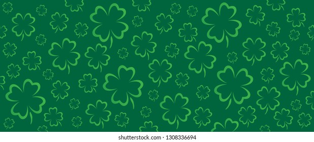 Clovers leave, flower. Four leaf clover leaves. Love lucky day. vector icon, Irish shamrock background. Happy St Patrick's Day or St paddy's day. Saint Patricks day. Drawing spring time. leprechauns.