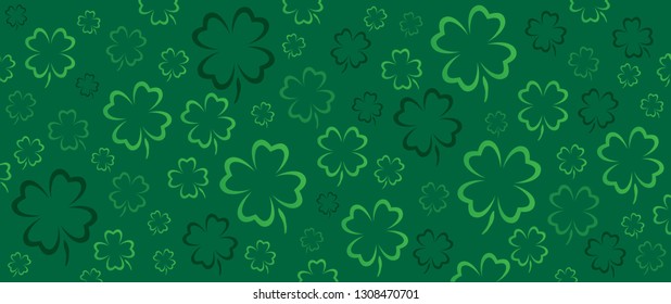 Clovers leave, flower. Four leaf clover leaves. Love lucky day. vector icon, Irish shamrock background. Happy St Patrick's Day or St paddy's day. Saint Patricks day. Drawing spring time. leprechauns.