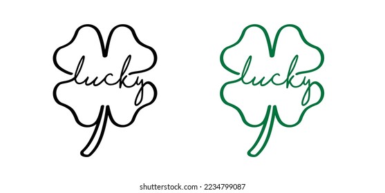 Clovers leave, flower. Four leaf clover leaves. Love lucky day. vector icon, Irish shamrock background. Happy St Patrick's Day or St paddy's day pattern. Saint Patricks day. Drawing spring time. Love