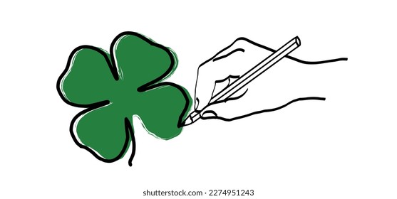 Clovers leave, flower. Four leaf clover leaves. Love lucky day. vector icon, Irish shamrock background. Happy St Patrick's Day or St paddy's day. Saint Patricks day. Drawing spring time. leprechauns.