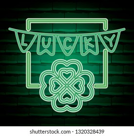 clovers saint patricks day neon label