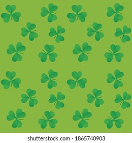 Clovers seamless pattern in green color. Vector illustration textile print.