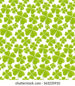 Clovers seamless pattern St Patricks Day. Vector background.