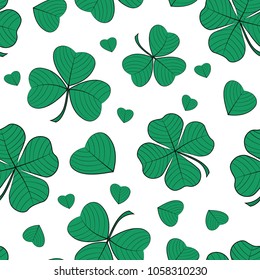 Clovers seamless pattern. Vector background.