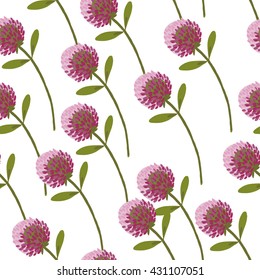 Clovers seamless pattern. Vector illustration with flowers.