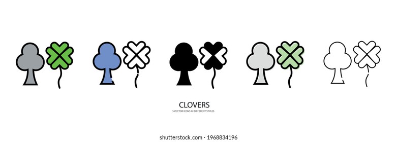 Clovers set vector type icon