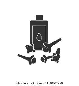  Cloves glyph icon. Flavorful spice for oil. Strong smelling seasoning. Herbs and spices concept.Filled flat sign. Isolated silhouette vector illustration