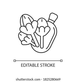 Cloves linear icon. Aromatic clove tree flower buds. Flavoring additive. Traditional medicine. Thin line customizable illustration. Contour symbol. Vector isolated outline drawing. Editable stroke