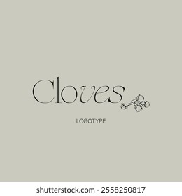 Cloves logo. Brand image. Isotype. Modern text. Icon