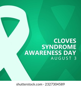 Cloves Syndrome Awareness Day 3rd august, greeting card design on 3rd august. vector illustration with ribbon and text