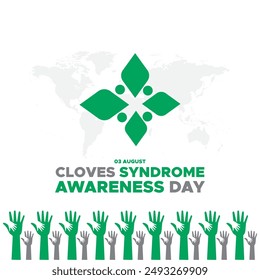 Cloves Syndrome Awareness Day, Cloves Syndrome Awareness Day held on 03 August, Cloves Syndrome Awareness Day stock illustration and vector illustration, eps file.