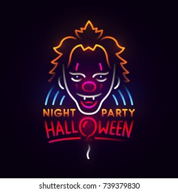 Clown abstract logo. Night party. Happy Halloween. Logo, label, emblem