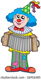 Clown with accordion - vector illustration.