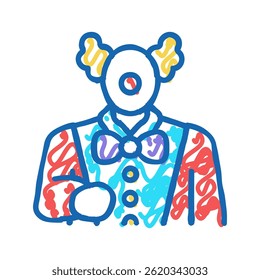 clown amusement park worker doodle icon sketch vector. clown amusement park worker sign. isolated symbol illustration