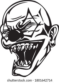 Clown Art Konzept. Vektorgrafik mit Farbumriss