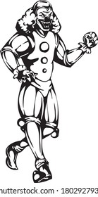 clown art concept vector drawn by color black outline