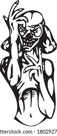 Clowinzkunst-Konzept, Vektorgrafik, gezeichnet mit schwarzem Umriss