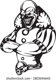 clown art concept vector drawn by black outline