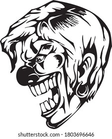 clown art concept vector drawn by black outline