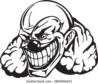 clown art concept vector drawn by black outline