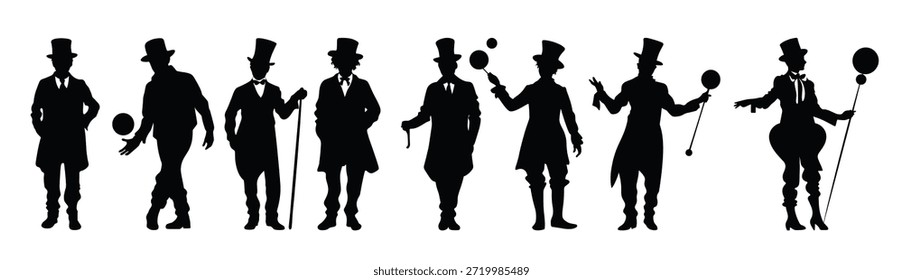 palhaço atração silhuetas set circo homem silhueta