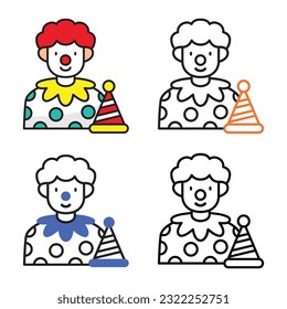 Clown avatar icon design in four variation color