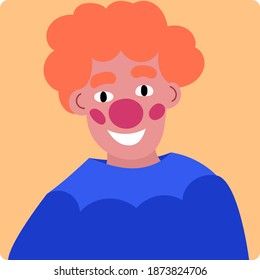 Clown avatar, vector hand-drawn clown, funny clown