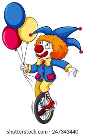 Un payaso con globos sobre fondo blanco