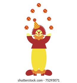 clown with balls on white background