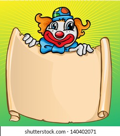 clown with banner