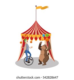 Clown and bear of circus and carnival design