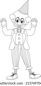 Clown black and white doodle character illustration