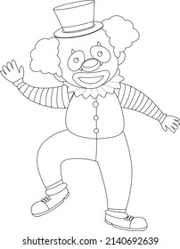 Clown black and white doodle character illustration