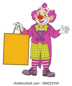 Clown with blank board