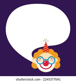 Clown with blank speech bubble. Vector illustration.