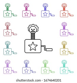 Clown in the box line multi color style icon. Simple thin line, outline vector of toys icons for ui and ux, website or mobile application
