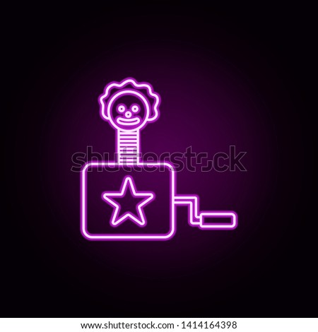 clown in the box neon icon. Elements of toys set. Simple icon for websites, web design, mobile app, info graphics
