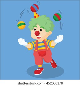 Clown boy juggling ball