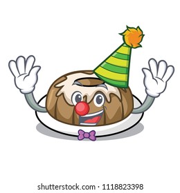 Clown bundt cake mascot cartoon