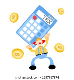 clown carnival and calculator finance money tax cartoon doodle flat design style vector illustration