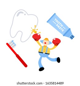 clown carnival punch tooth dental care cartoon doodle flat design style vector illustration