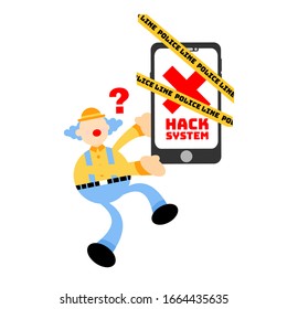 ilustración de diseño plano de protección de payasos y hackers para una buena utilización de la presentación