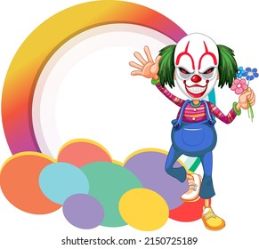 Clown cartoon character with empty banner illustration